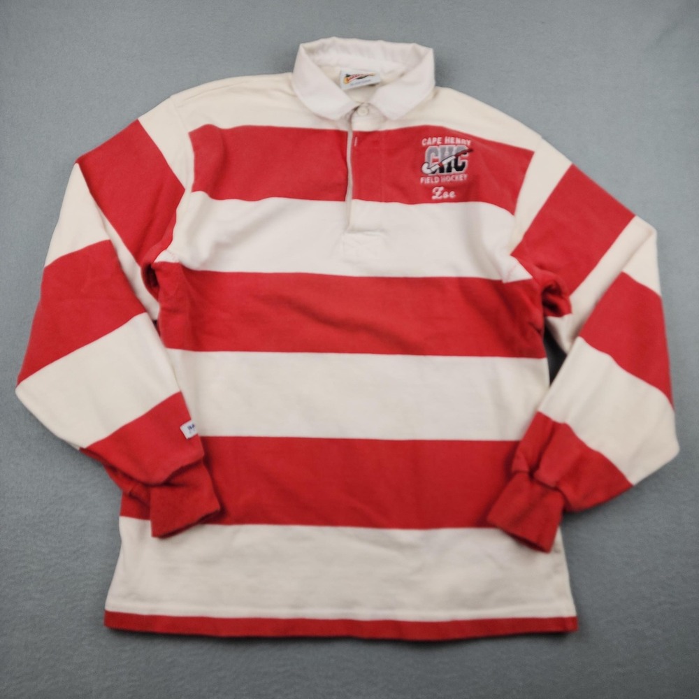 Cape Henry Field Hockey Rugby Shirt Men Small Red White Barbarian Striped Preppy